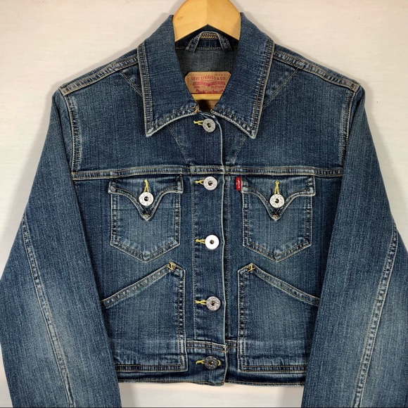 Levi's Cropped Denim Jean Trucker Jacket Size XL Women's